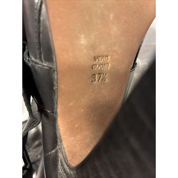 jean michel cazabat boots Genuine Leather Solid Black Moto Heeled Boots Booties - Picture 7 of 9